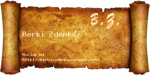 Berki Zdenkó névjegykártya